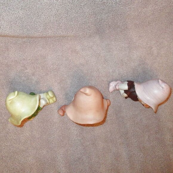 Vtg Homco Mushroom Pixie Elves Porcelain Garden Elf Figurines Set Of 3 MCM - Picture 5 of 8